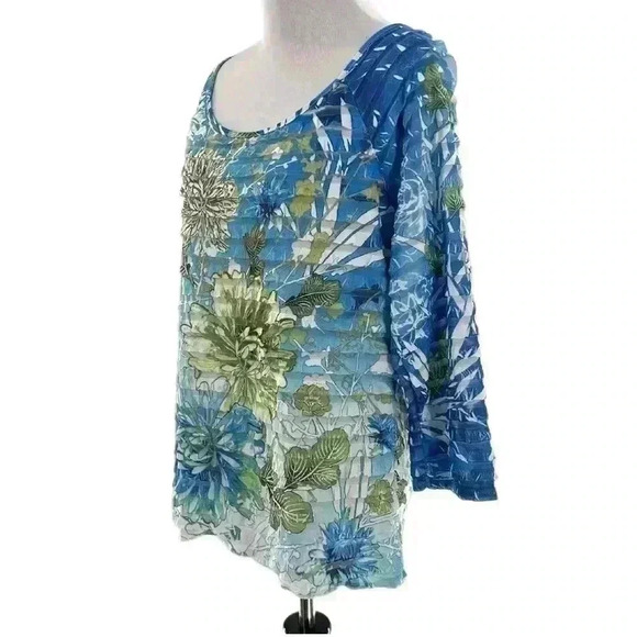 Kaktus womens tops size L multicolored floral lightweight costal granny - Picture 4 of 8